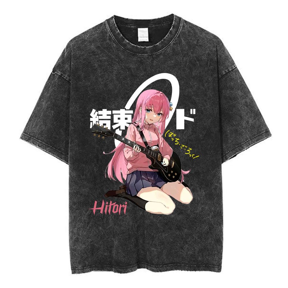 Vintage Washed Bocchi The Rock Ijichi Nijika Yamada Ryo Gotoh Hitori Kita Ikuyo Tshirt Kessoku Band Print T-shirt Men Women Tees