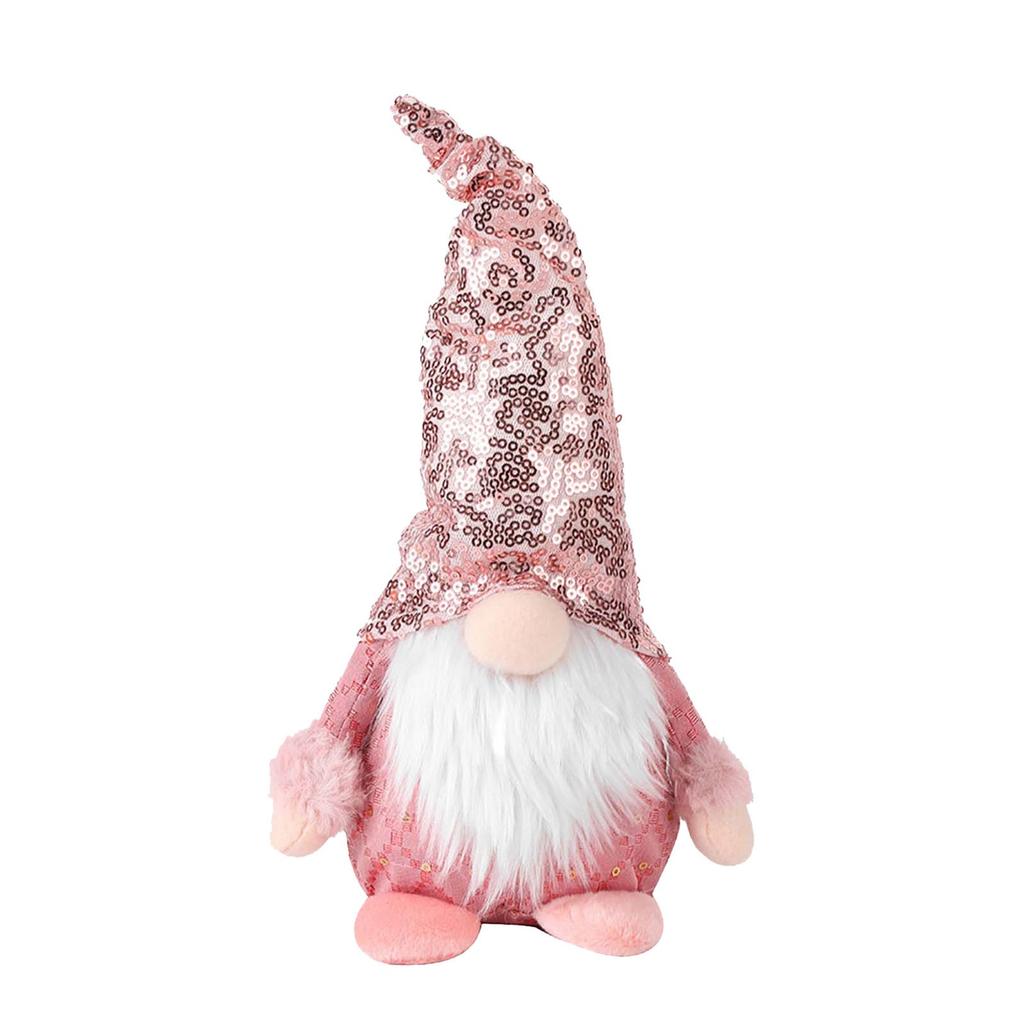 Pink Sequin Rudolph Doll High Hat Xmas Gifts Swedish Cute Gnomes Desk Ornaments Knitted Button Doll Home Decor