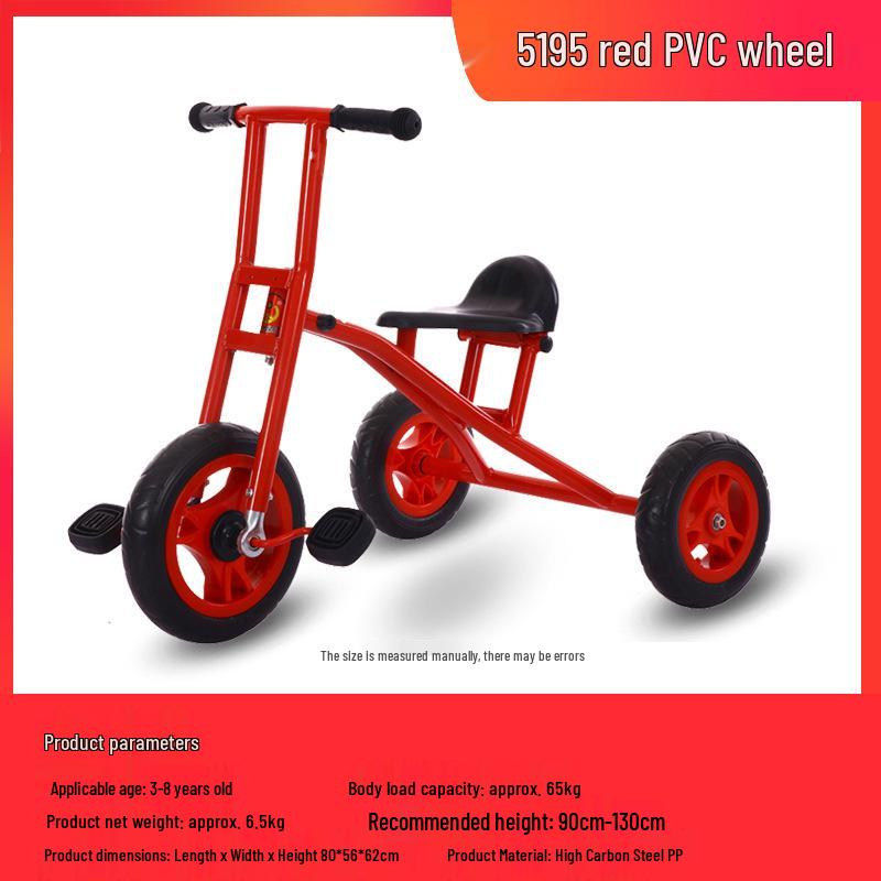 Children's Double Pedal Tricycle with Basket for Outdoor Play