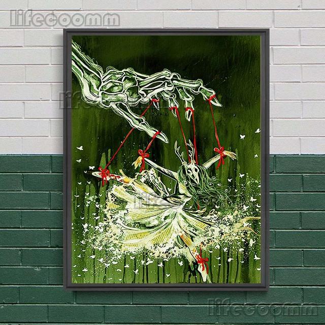 Gotycka Konstelacja Wiedźma Surrealistyczny Wydruk Sztuki Czaszki Dekoracja Ścienna Sztuka Płótno Malowanie Wystrój Domu Straszny De Wicca Plakat Wydruk Bez Ramki