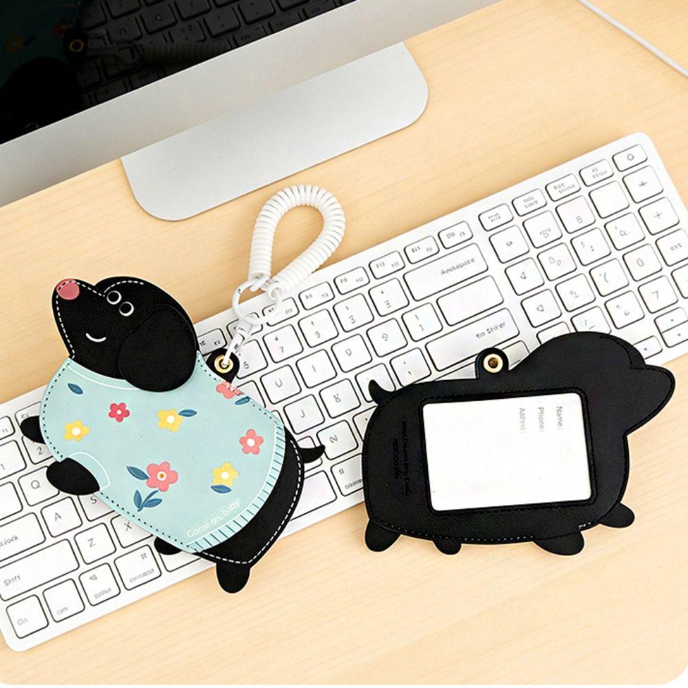 PU Leather Leather Dog Pendant Multifunction Cartoon Keychain Fashion Card Case  Male/Famale