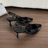 Schafslederversion~ Wunderschöne spitze Zehenpartie, dünner Absatz, hohe Absätze, Damen, hinten offen, flacher Ausschnitt, Einzelne Schuhe, Taschenkopf-Sandalen