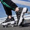 New Adult & Student Deformation Roller Skates with Brakes - Boys' & Girls' Four-Wheel Walking Shoes