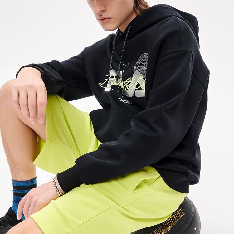 Fila Fusion Letter Print Loose Sports Hoodie Men hoodies Black T11M135206F-BK