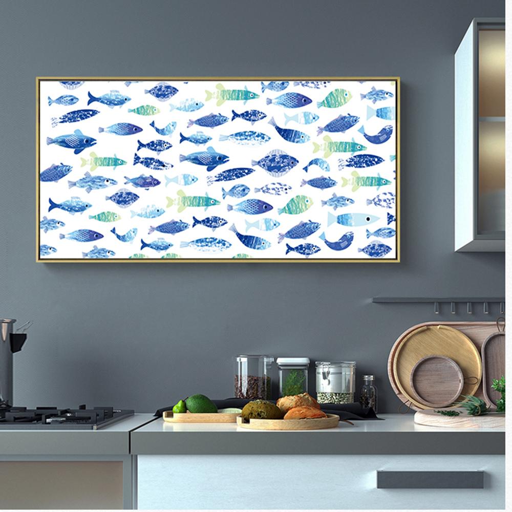 Abstract Blue Fish Picture Canvas Painting Wall Art Posters For Living Room  Nordic Picture Modern Chic Home Decor