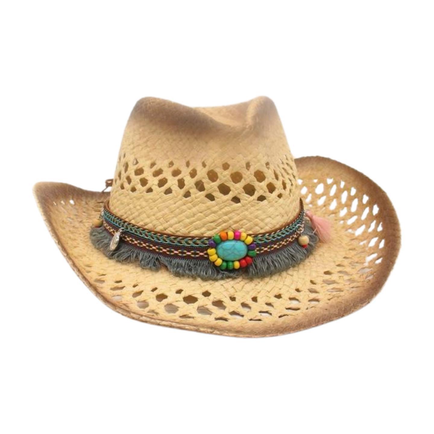 

Straw Hat Summer Sun Protection Sunshade Straw Hat Ethnic Style Simple High-End Denim Beach Couple Hat One size