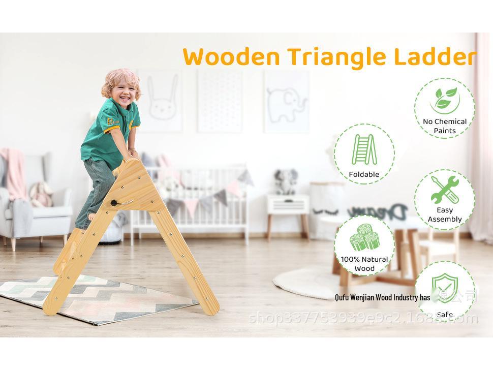

Indoor Wooden Climbing Playground Slide for Children 0-6 Years Triangle Frame