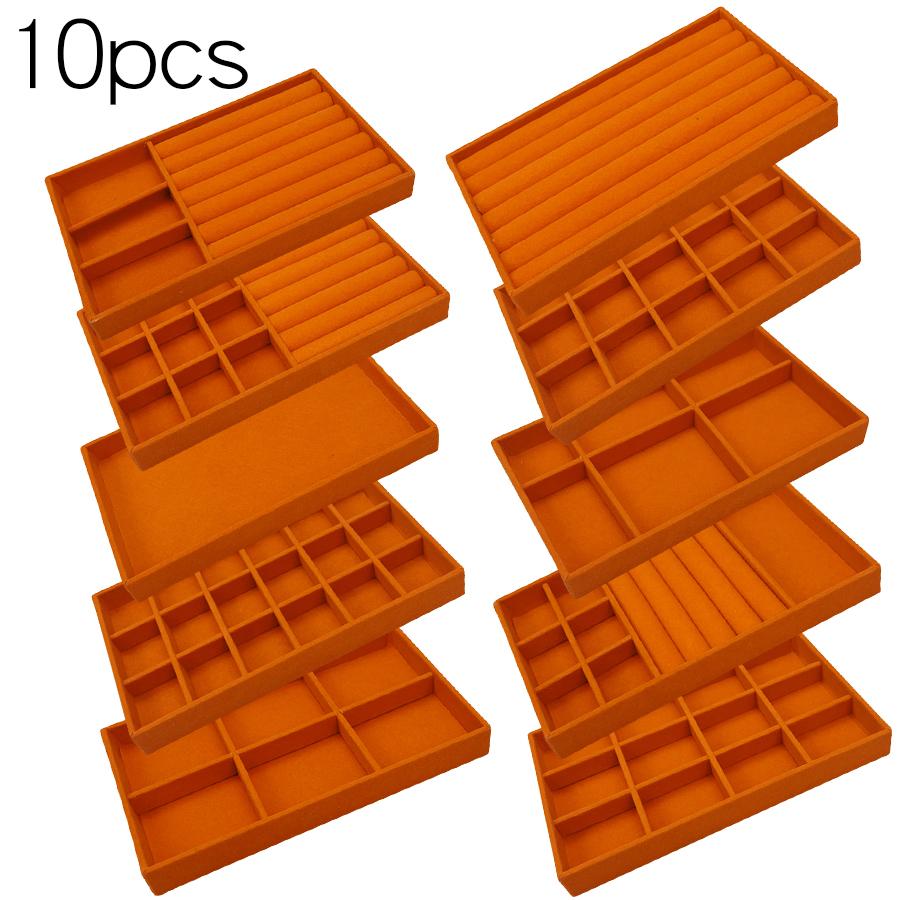 1PC, Flocking Jewelry Box Jewelry Tray, Color: Orange