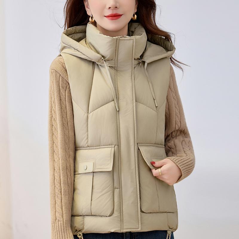 Fashion Winter Women's Warm Vest Hooded Thick Casual Sleeveless Jackets Woman Short Coats