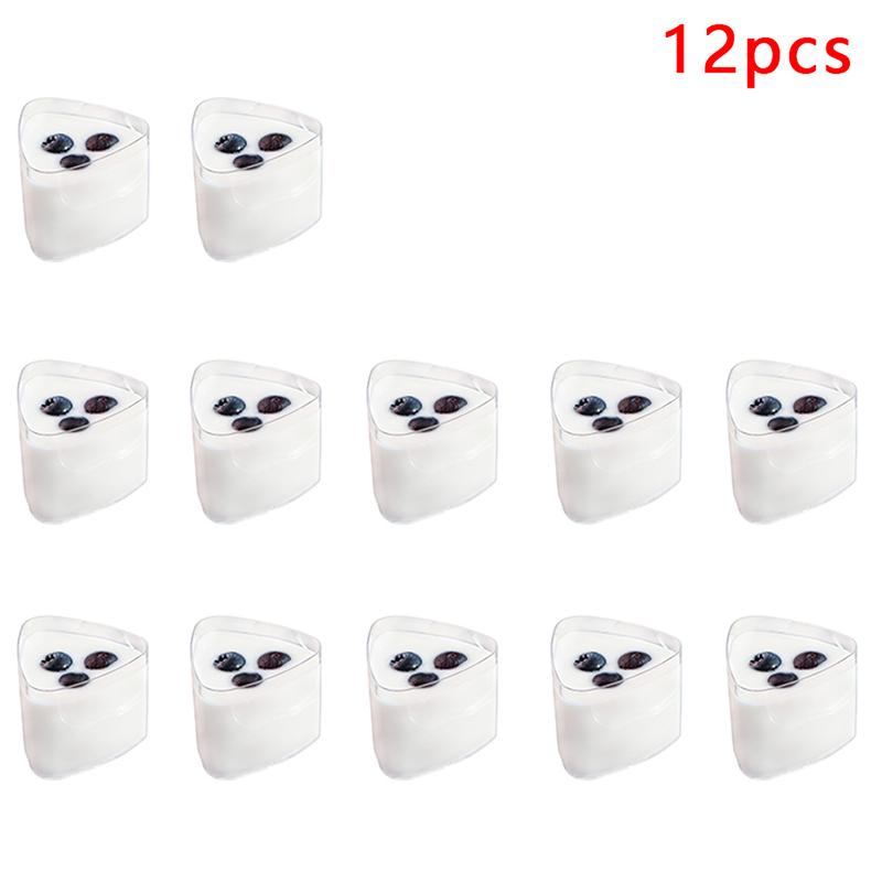 12pcs Disposable Plastic Triangle Cups 70ml Mini Portion Dessert Cups Transparent Food Container Tableware Party Supplies
