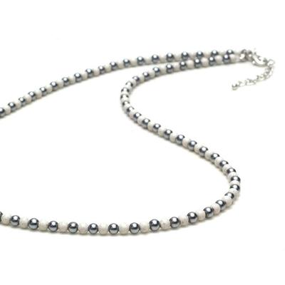 [OVER-9] Terahertz Hokutolite Necklace 4mm, 60cm Neck Circumference, Stainless Steel Hook, Tested by a Public Institution! Genuine Terahertz Stone, Gu