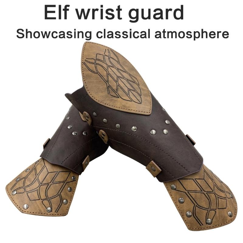 Historical Arm Guards Roleplay Arm Gauntlets Vintage Armband Medieval Arm Guard Festival Costume PU Leather Arm Bracers