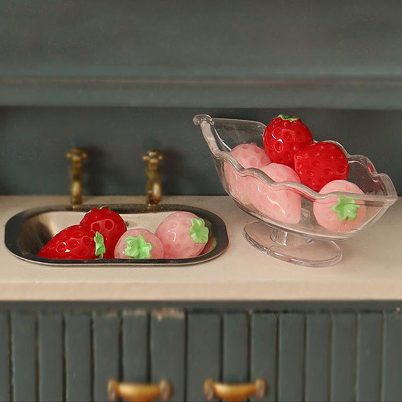 Doll House Simulation Mini Transparent Fruit Tray Decoration Pieces Fruit Food Play Accessories
