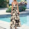 Ladies' floral print summer casual and fashionable sleeveless long dress