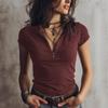 2026 Spring/Summer European & American Women's Classic Knit Zipper Collar Short-Sleeve Top