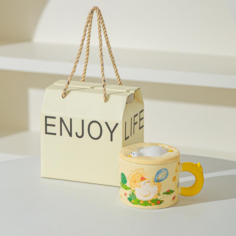 High Looking Retro Cup Artistic Sense of Ceramic Mug Birthday Gift for Girls Best Friend Souvenir Gift Box