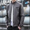 JEEP SPIRIT Men's Stand-Collar Faux Leather Jacket
