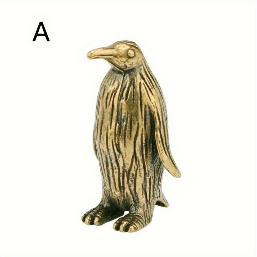 1pc Solid Brass Antarctic Penguin Small Statue Miniature Figurine Office Desk Ornament