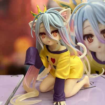 10cm No Game No Life Anime Figure Desktop Cute Cat Ear Shiro Action Figure Room Decorations PVC Adult Collection Model Doll Toys