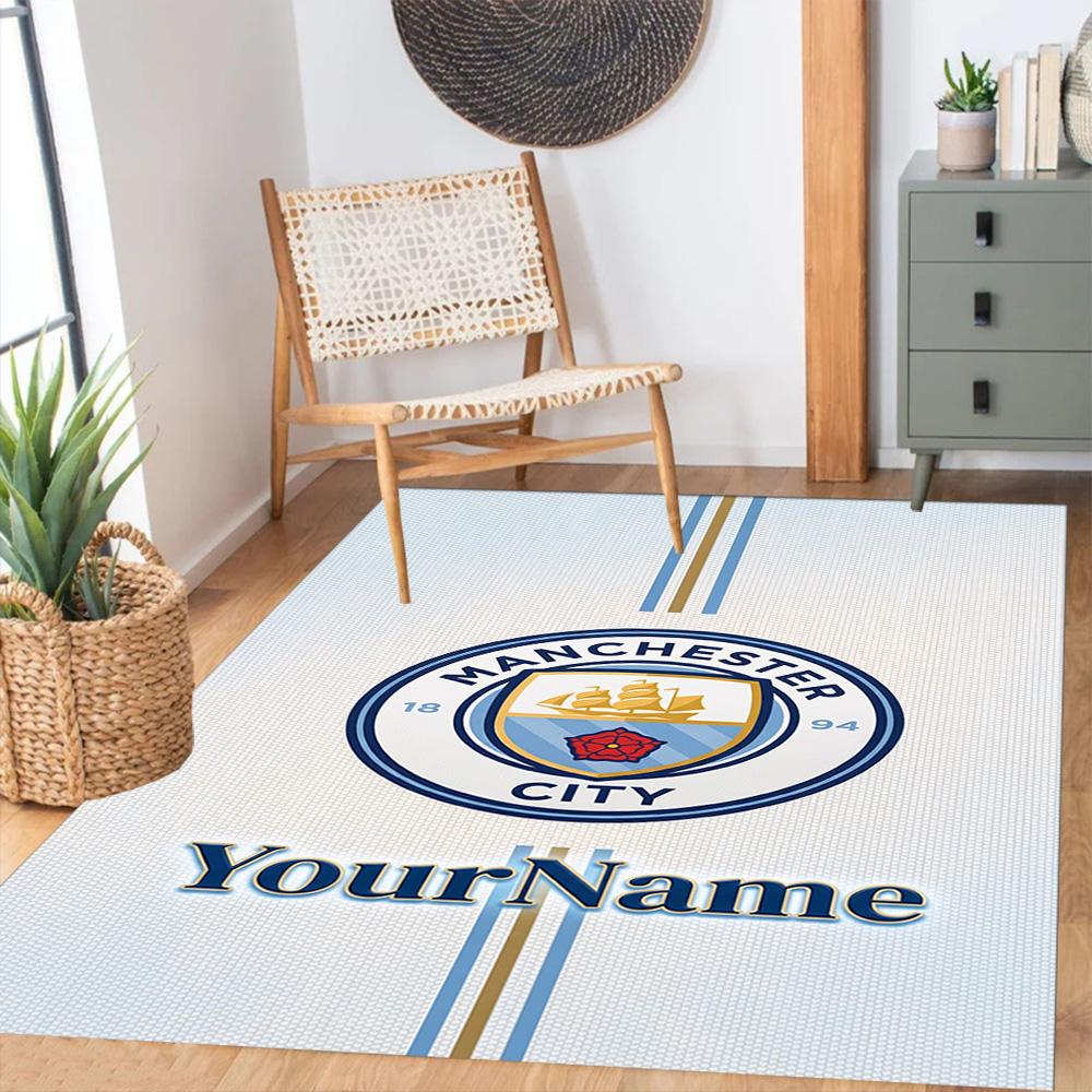 Manchester City Personalized Name Carpet Suitable for Balcony Game Room Outdoor Kitchen Antislip Carpet Decorate Offices