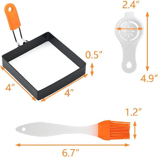 Kwadratowy pierścień do smażenia jajek - 2 szt. 4-calowe pierścienie do gotowania jajek i naleśników, nieprzywierający ze stali nierdzewnej do omletów na patelnię, kanapki śniadaniowe, babeczki