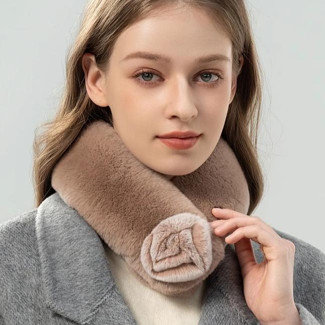 Elegant Double-sided Otter Rabbit Hair Scarf Korean Version Temperament Flower Mother Female Fur Scarf Female Winter Warm Magnetic Buckle