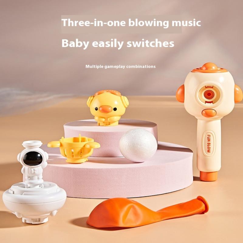 Children's Three In One Breathing Practice Toy Whistling Floating Blowpipe Ball Blowing Balloon Launcher Education Practice Toy
