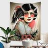 VIKAMA Wild Tiger Vintage Tattoo Tapestry for Women Fadeproof Wall Decor for Living Room Bedroom Unique Animal Print Home Decor