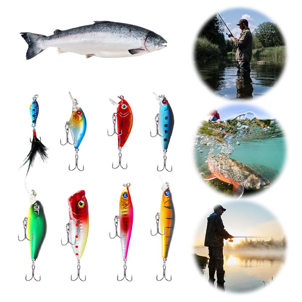8pcs Mixed Minnow Fishing Lures Wobbler Bionic Crankbait Fishing Bait for Trout Bass Carp Fishing Accessories