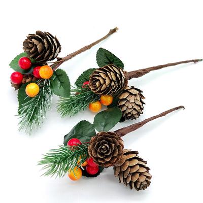 Christmas Decorative Gift Cuttings Simulation Red Fruit Yellow Fruit Pine Cone Cuttings Christmas Tree Decoration Accessories Supply
