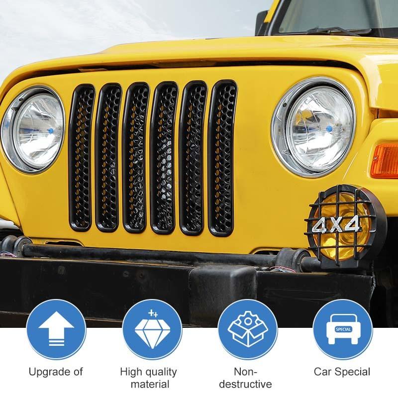 Car Front Hood Grille Ring Cover Protective Sticker For Jeep Wrangler TJ 1997-2006 Car Exterior Accessories 
