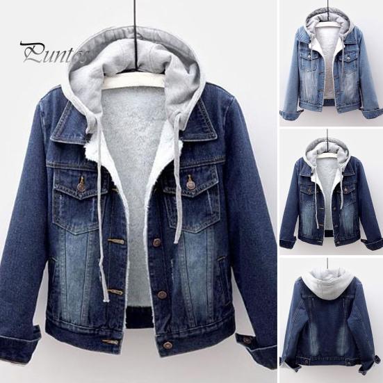 Winterjas Dames Met Capuchon Effen Kleur Lange Mouwen Afneembare Hoed Dik Houdt Warm Enkelrijig Grote Mat Pluche Denim Jas voor Dagelijks Gebruik