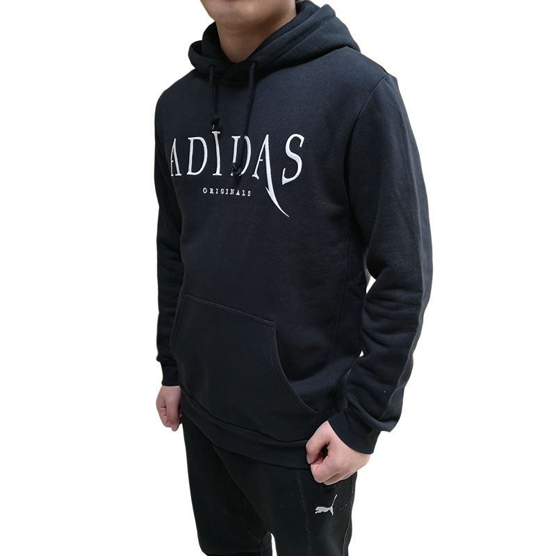 Adidas Letter Print Hooded Pullover Long Sleeve Sweatshirt Men sweatshirt Black DX6011
