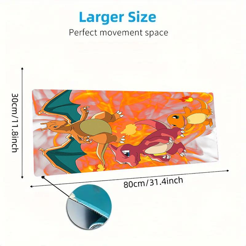 Charmander Mouse Pad, Large Gaming Desk Mat, Non-slip XXL Mousepad for Laptop & Tablet, Mini PC Playmat with Stitched Edges