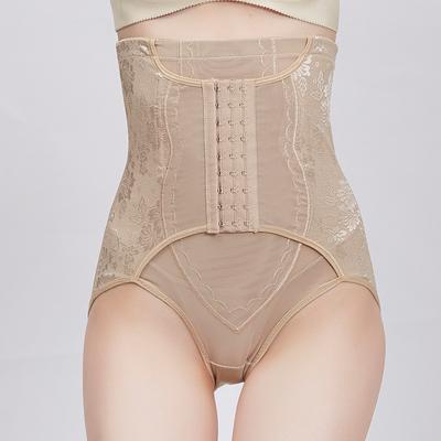 High Waist Adjustable Buckle Floral Mesh Tummy Control Hip Lifting Postpartum Polyester Shapewear Briefs