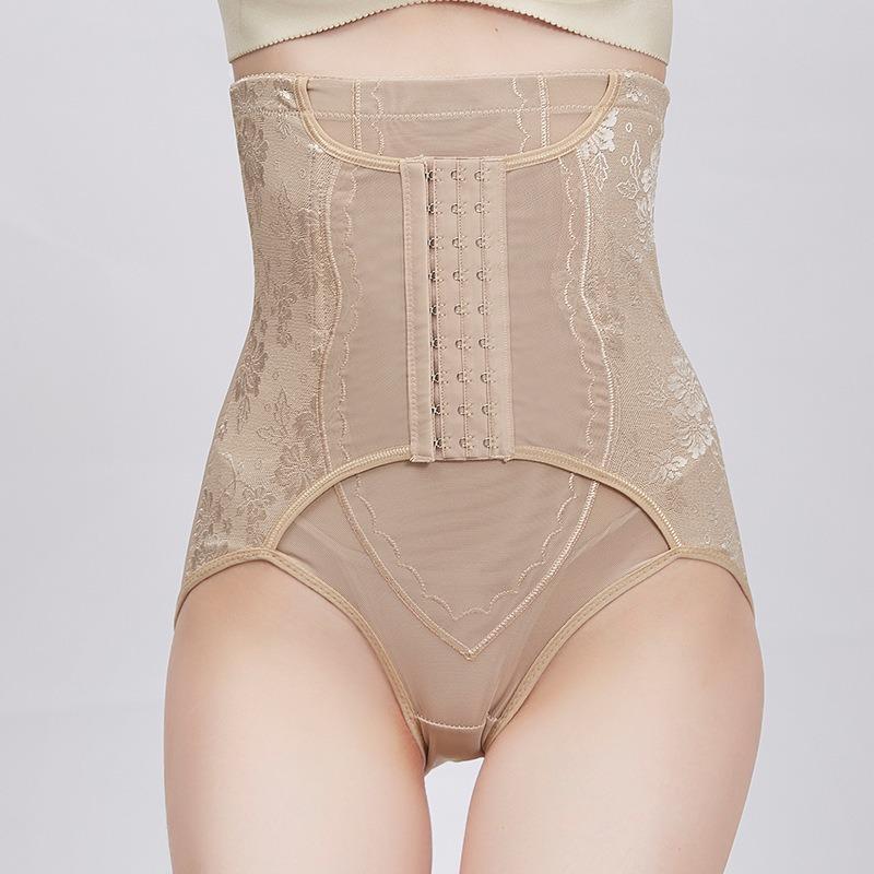 High Waist Adjustable Buckle Floral Mesh Tummy Control Hip Lifting Postpartum Polyester Shapewear Briefs