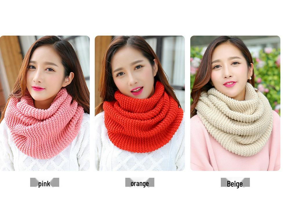 Women's Korean Style Solid Color Knit Wool Pullover Scarf - Autumn/Winter 2025