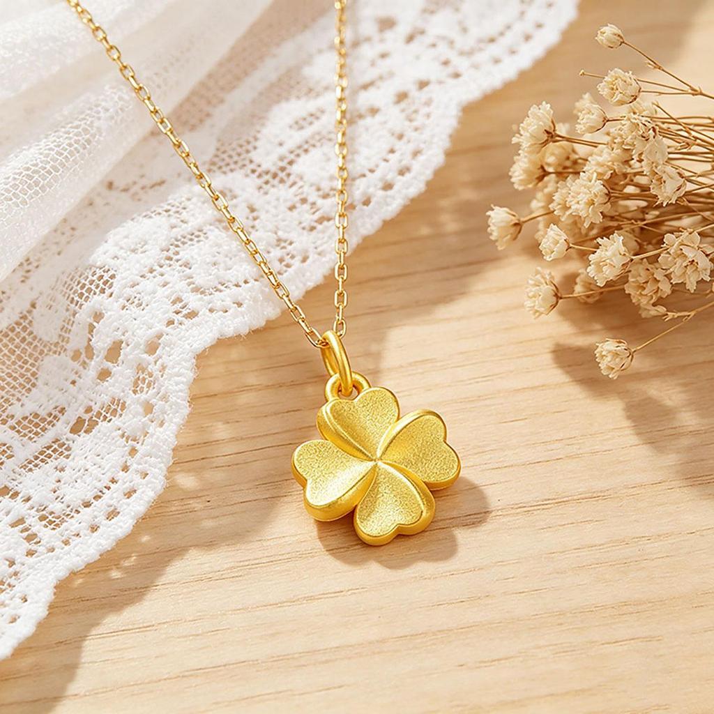 Four Petal Gold Necklace for Women, Pendant Choker Chain, Daily Date Accessories, Birthday Valentine's Day Jewelry