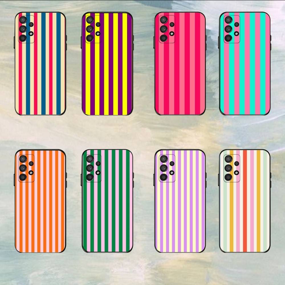 Colorful Striped Phone Case For Samsung S25,S24,S21,S22,S23,S30,Ultra,S20,Plus,Fe,Lite,5G Black Cover