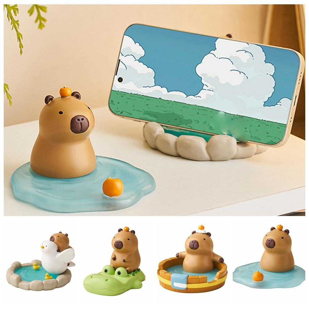 Animal Figurines Capybara Mobole Phone Stand Crocodile Capybara Model Toy  Phone Accessories