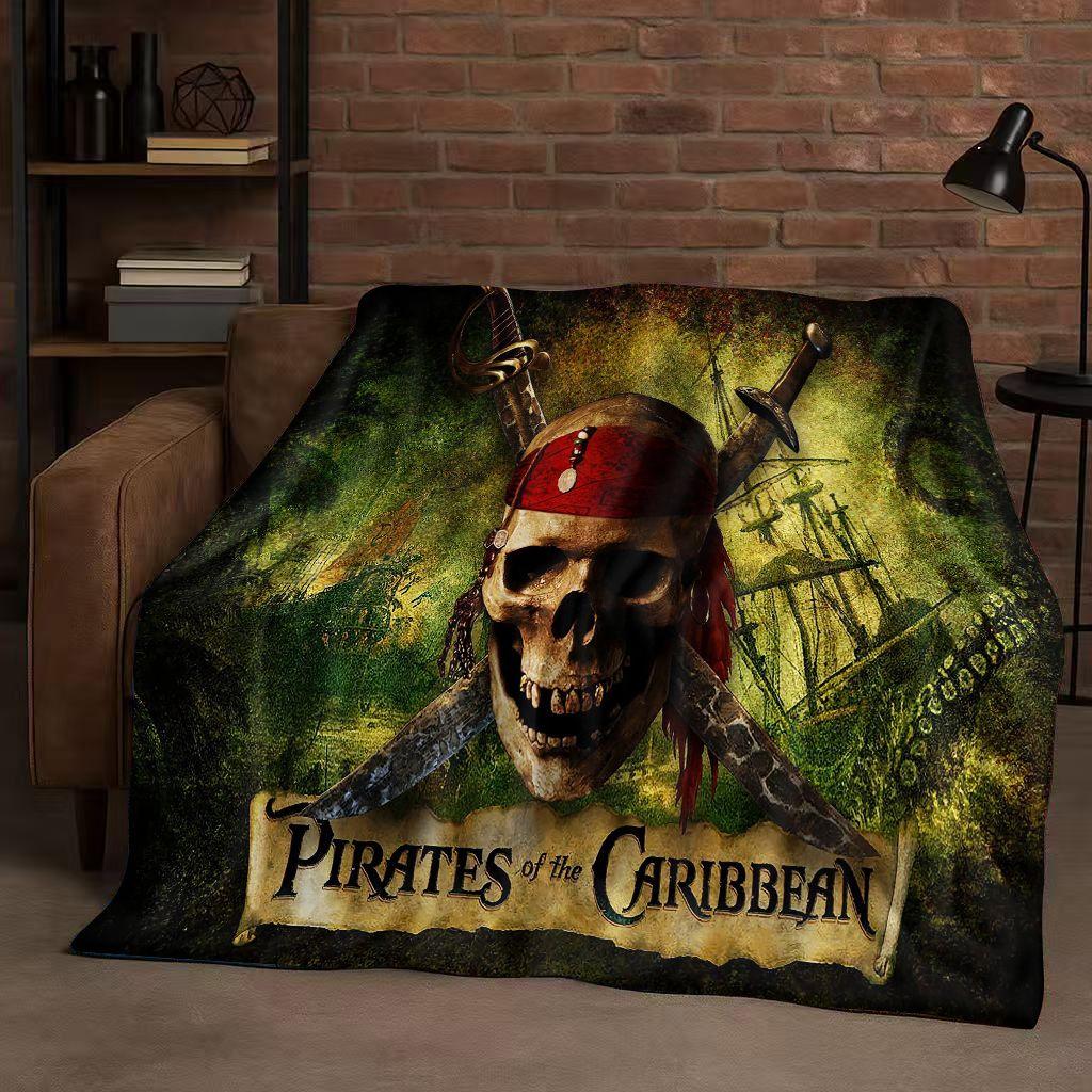 HD Sanrio Pirates of The Caribbean Jack Sparrow Johnny Depp Christmas Flannel Blanket,Soft Plush Throw for Home Bedroom Bed Sofa