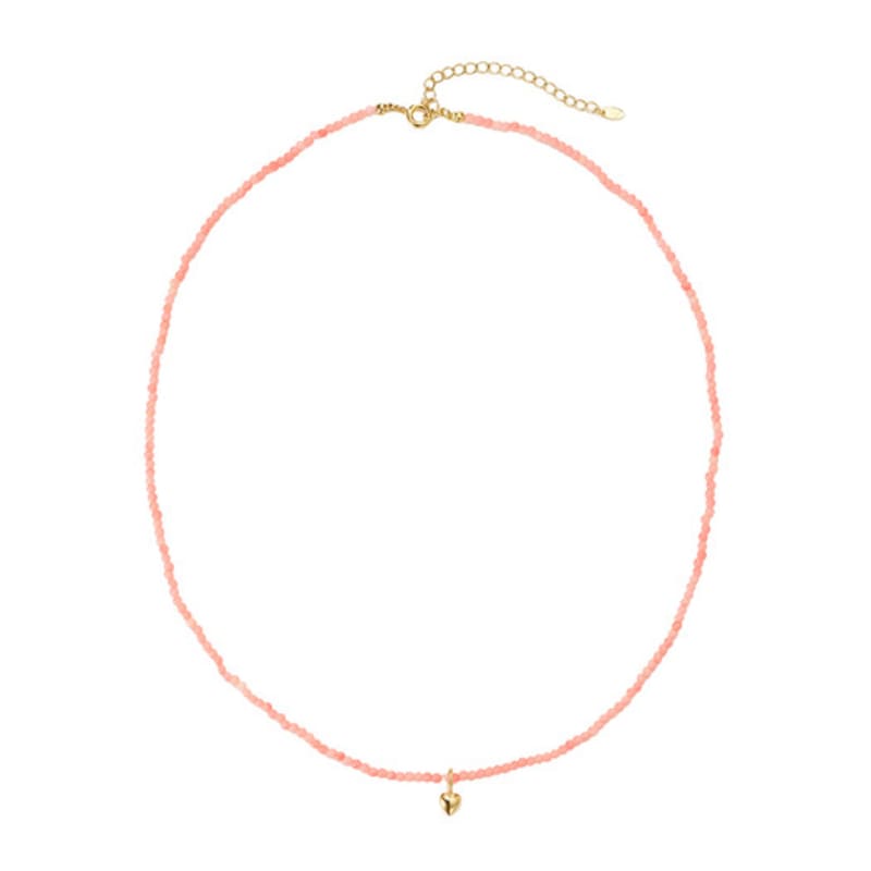 FINDELISE 925 Mini Heart Rose Quartz Necklace