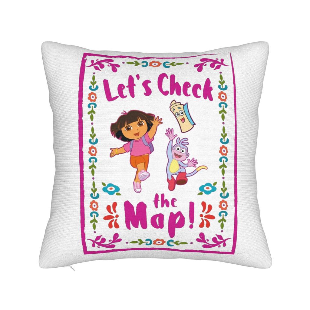 DDoras  and Boots Square Pillowcases Polyester Couch  Cushion Case Creative Decor Pillow Cover 4040