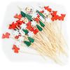 100PCS Christmas Cocktail Toothpicks for Appetizers,Handmade Sticks Wooden Toothpicks Cocktail Sticks Party Supplies-Christmas