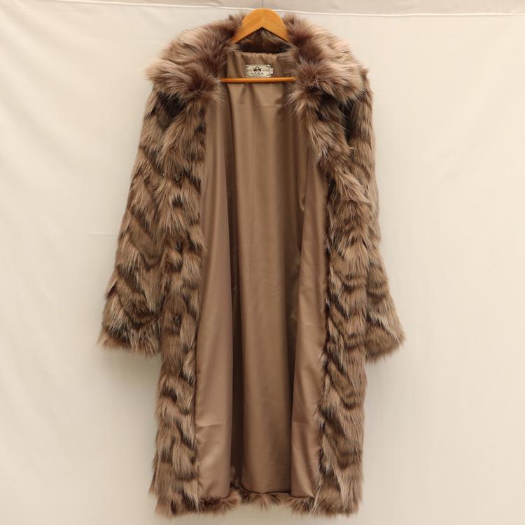 Women's Long Faux Fox Fur Coat - Versatile, Loose, Over-the-Knee, Warm Winter Style