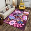 Abstract Floral Bird and Butterfly Pattern Area Rug - Pink Purple Suitable for use as an anti-slip for living room bedroom sofas