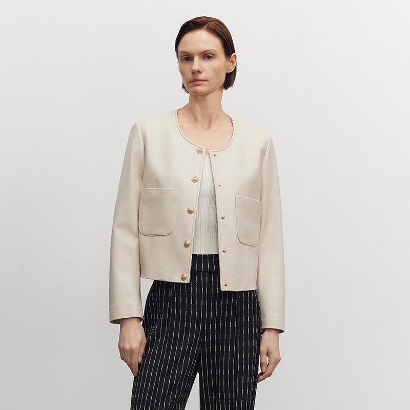 

Women s Goatskin Short Round Neck Leather Jacket - 2025 Spring Collection L (Recommended 116-130 lbs)