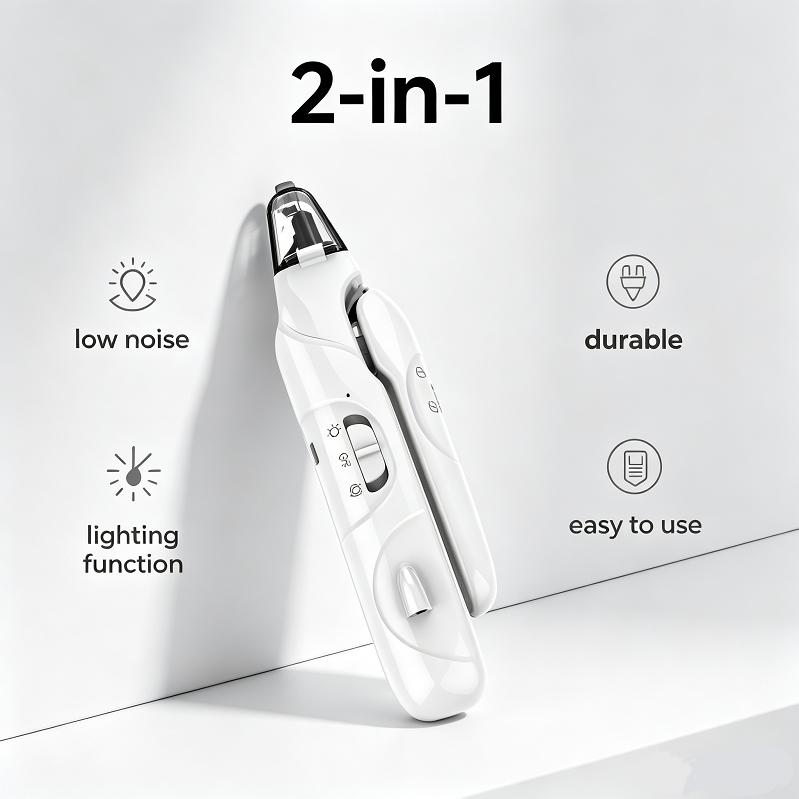 Safe Automatic 2-in-1 Pet Nail Clipper Grinder Foldable USB Rechargeable LED Light Low Noise Stainless Steel Pet Grooming