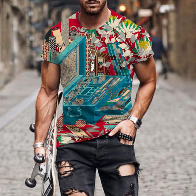 2022 Luxury High-end Pattern 3D Print Men's T Shirt O Neck Short Sleeve Funny Streetwear Summer Loose Male Oversized Tops Tees