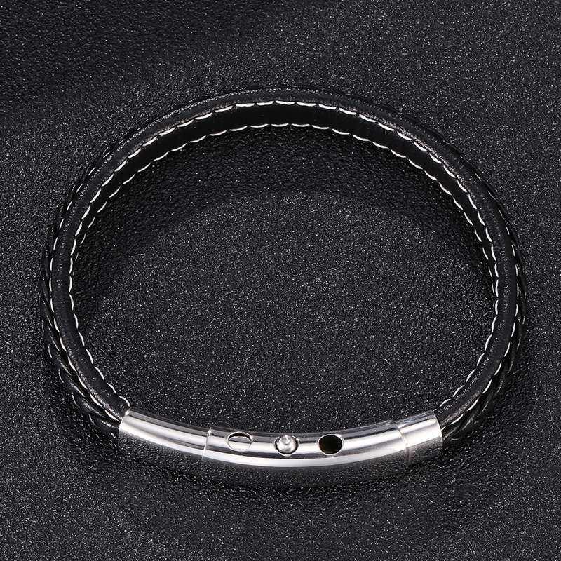 Fashion Black Leather Bracelet Simple Retro Adjustable Fashion Casual Sporty Unisex Bracelet Jewelry Wrist Band Gifts